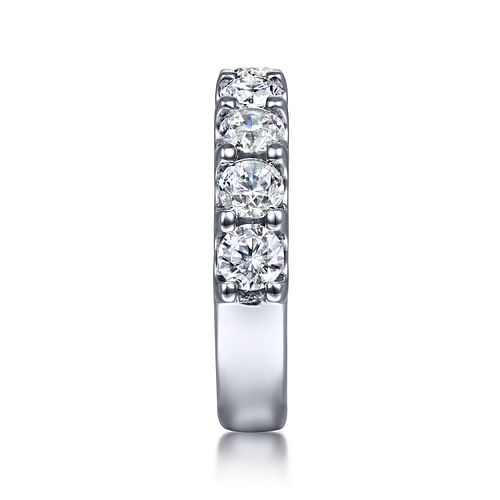 14K White Gold 9 Stone Shared Prong Round Diamond Anniversary Band