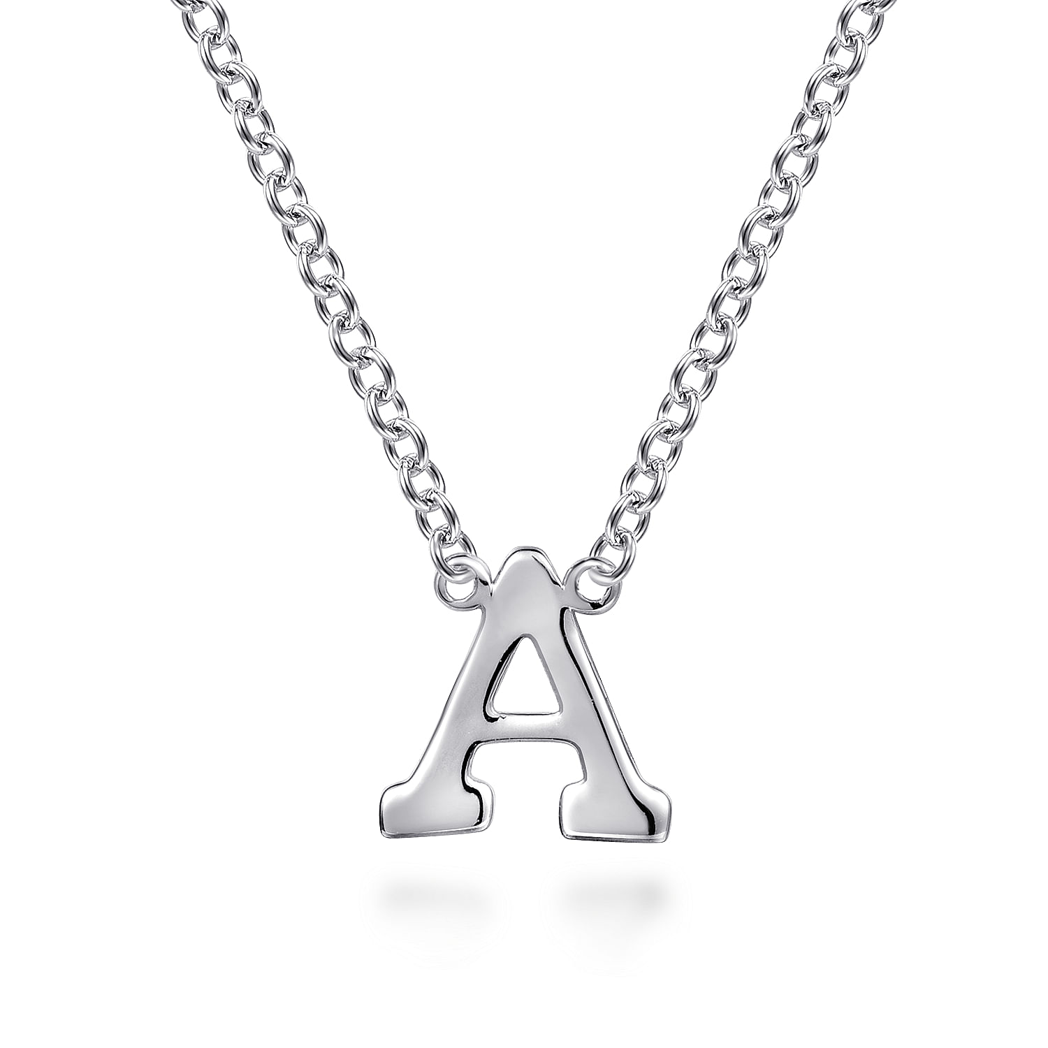 14K White Gold A Initial Necklace