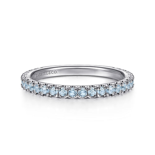 14K White Gold AQ - Aquamarine Ladies Ring