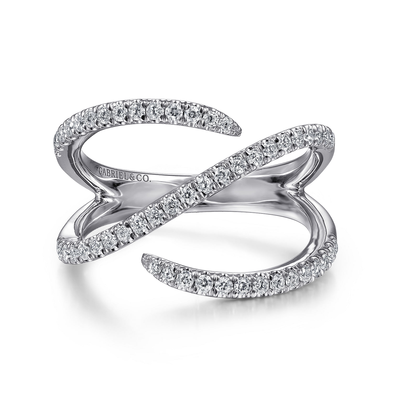 Gabriel - 14K White Gold Abstract Diamond Bypass Wrap Ring