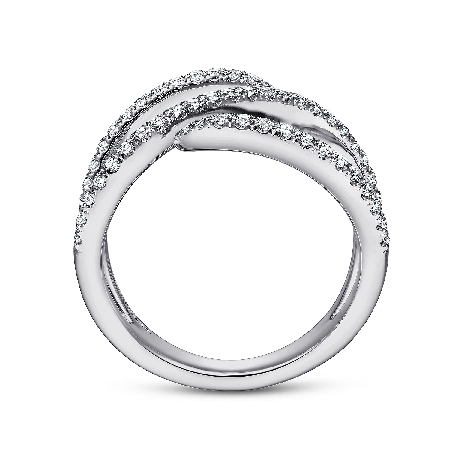 14K White Gold Abstract Diamond Bypass Wrap Ring