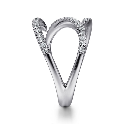 14K White Gold Abstract Diamond Bypass Wrap Ring