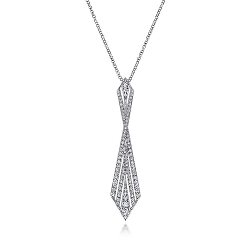 14K White Gold Abstract Diamond Pendant Necklace