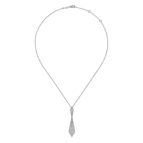 14K White Gold Abstract Diamond Pendant Necklace