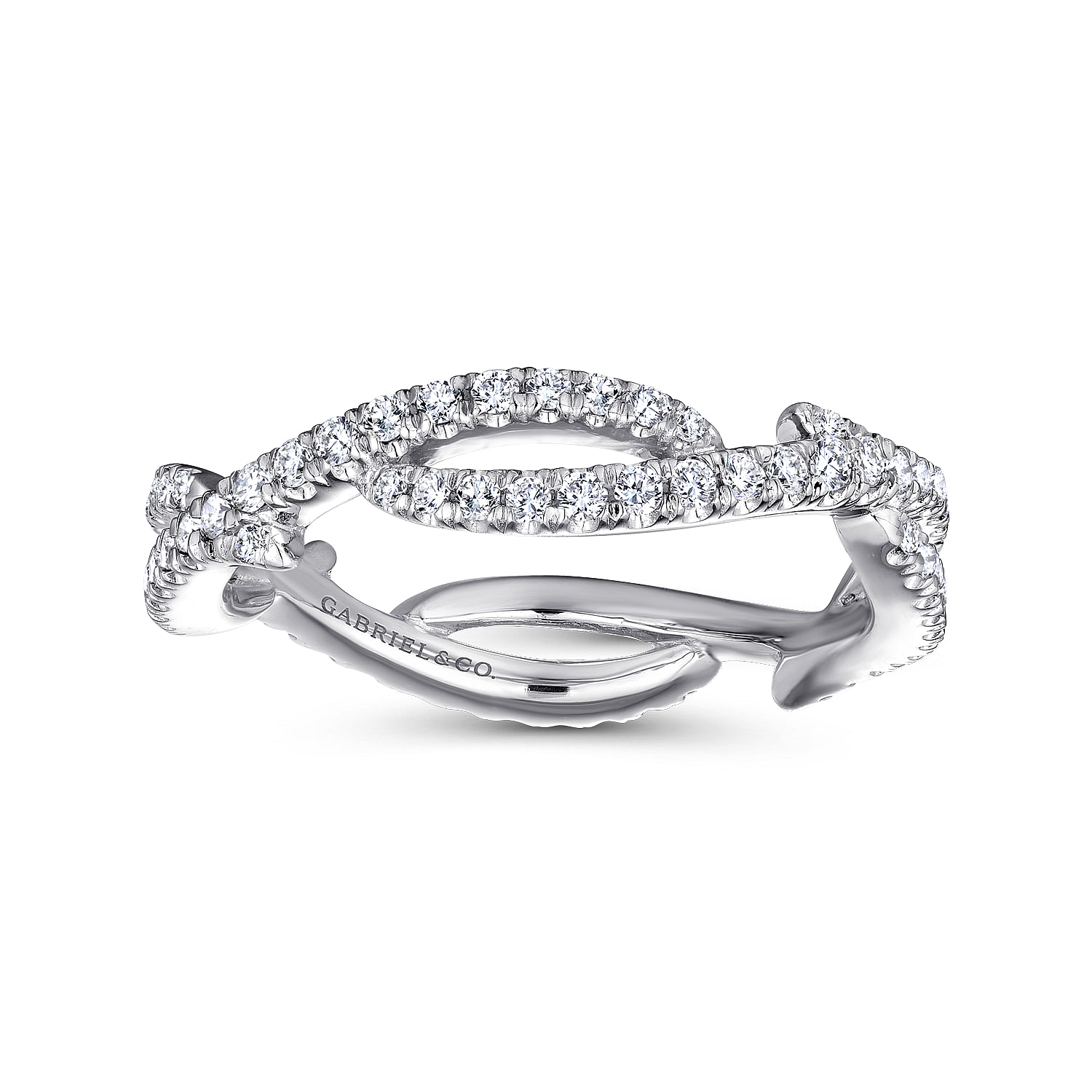 14K White Gold Abstract Twisted Diamond Eternity Ring