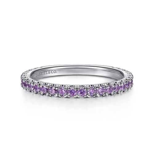 14K White Gold Amethyst Stackable Ring