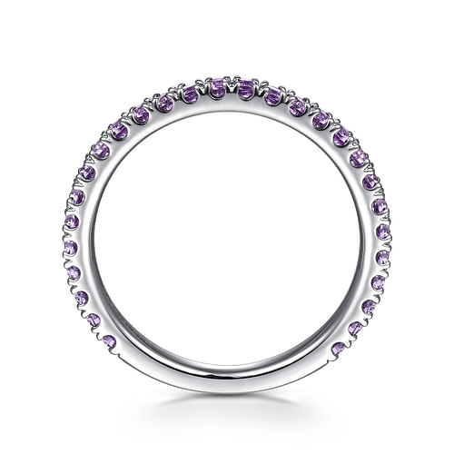 14K White Gold Amethyst Stackable Ring