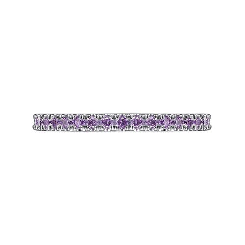 14K White Gold Amethyst Stackable Ring