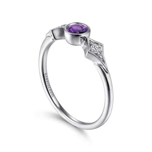 14K White Gold Amethyst and Diamond Ring 14K White Gold Amethyst and Diamond Ring
