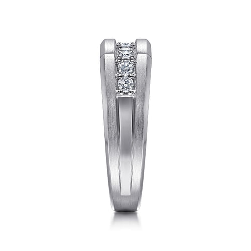 14K White Gold Angular Diamond Ring in Satin Finish