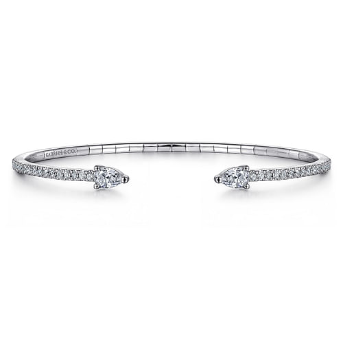 14K White Gold Arrow Diamond Cuff Bracelet