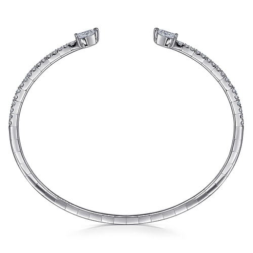 14K White Gold Arrow Diamond Cuff Bracelet