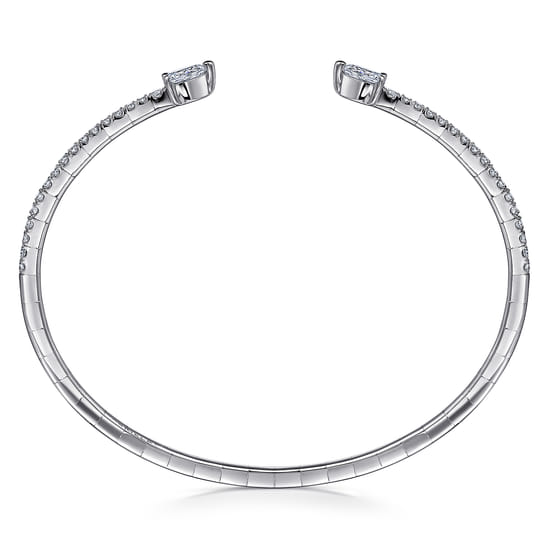 14K White Gold Arrow Diamond Cuff Bracelet angle 3