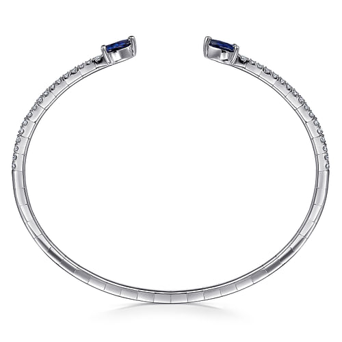 14K White Gold Arrow Sapphire and Diamond Cuff Bracelet