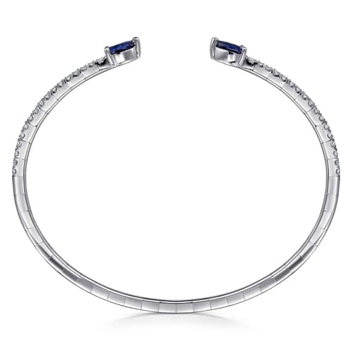 14K White Gold Arrow Sapphire and Diamond Cuff Bracelet