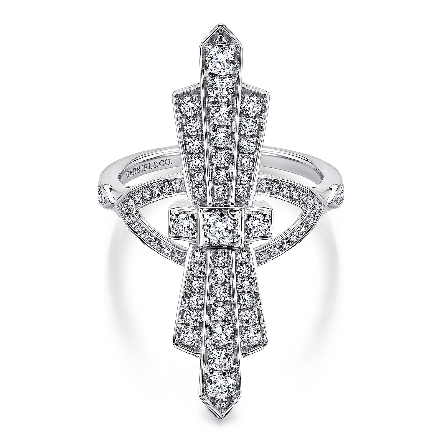 Gabriel - 14K White Gold Art Deco Inspired Diamond Ring