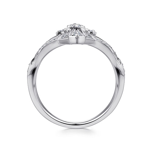 14K White Gold Art Deco Inspired Diamond Ring