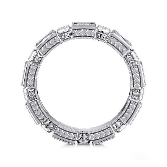 14K White Gold Baguette Sapphire and Round Diamond Eternity Band angle 2