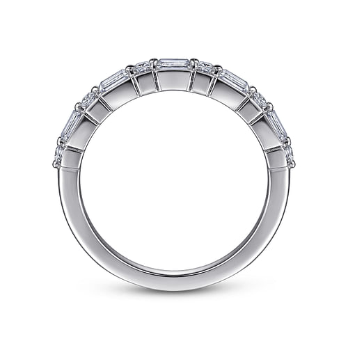 14K White Gold Baguette and Princess Cut Diamond Anniversary Band