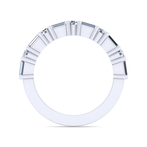 14K White Gold Baguette and Round 11 Stone Diamond Anniversary Band