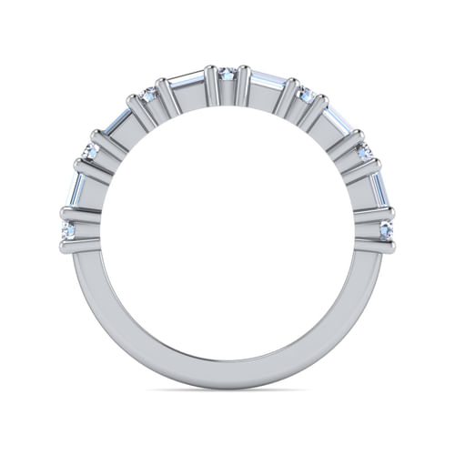 14K White Gold Baguette and Round 13 Stone Diamond Anniversary Band
