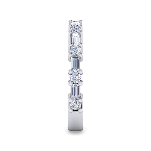 14K White Gold Baguette and Round Diamond Anniversary Band