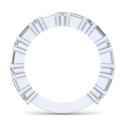 14K White Gold Baguette and Round Diamond Anniversary Band