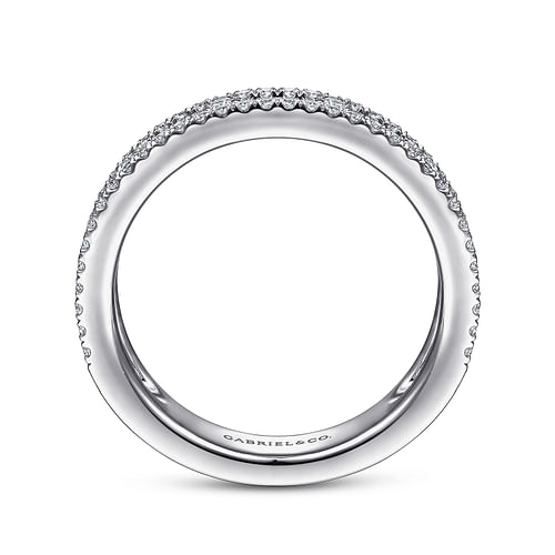 14K White Gold Baguette and Round Diamond Anniversary Band