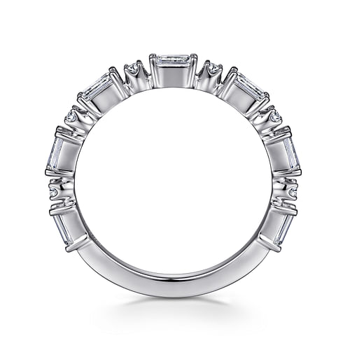 14K White Gold Baguette and Round Diamond Anniversary Band