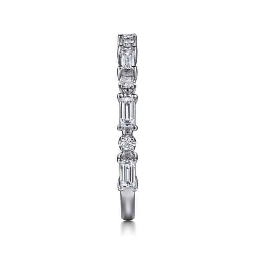 14K White Gold Baguette and Round Diamond Anniversary Band