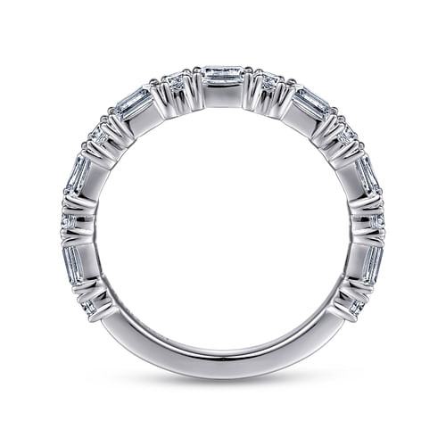 14K White Gold Baguette and Round Diamond Anniversary Band