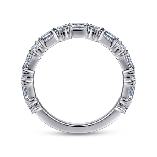 14K White Gold Baguette and Round Diamond Anniversary Band angle 2