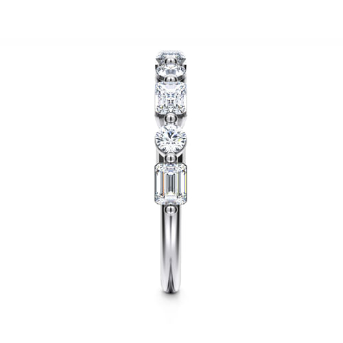 14K White Gold Baguette and Round Diamond Anniversary Band