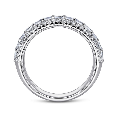 14K White Gold Baguette and Round Diamond Anniversary Band