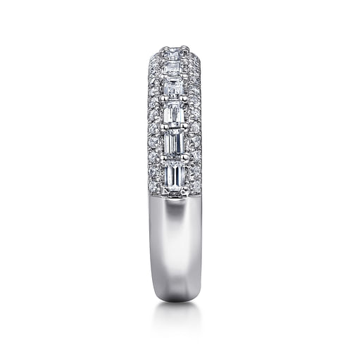 14K White Gold Baguette and Round Diamond Anniversary Band