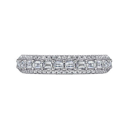 14K White Gold Baguette and Round Diamond Anniversary Band