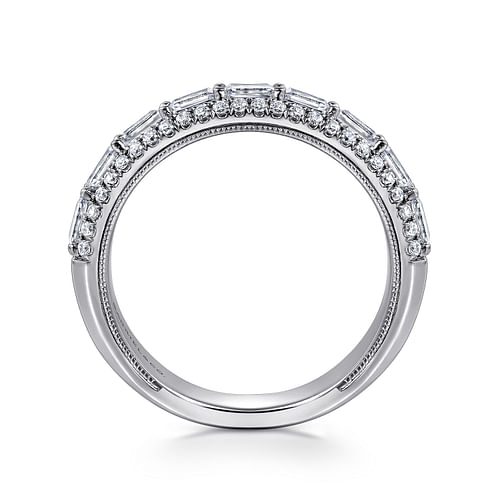 14K White Gold Baguette and Round Diamond Anniversary Band