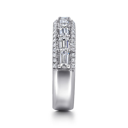 14K White Gold Baguette and Round Diamond Anniversary Band