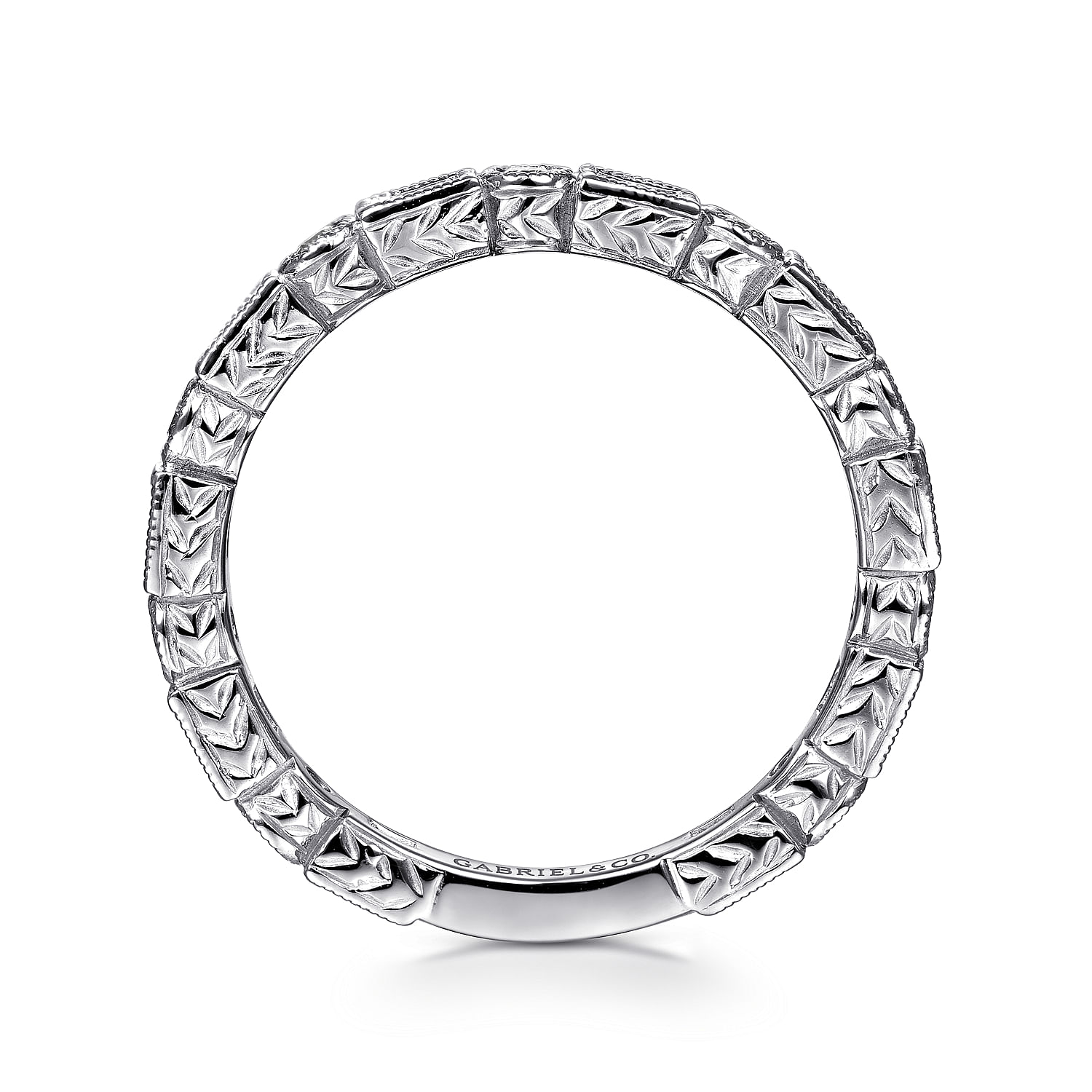 14K White Gold Baguette and Round Diamond Ring