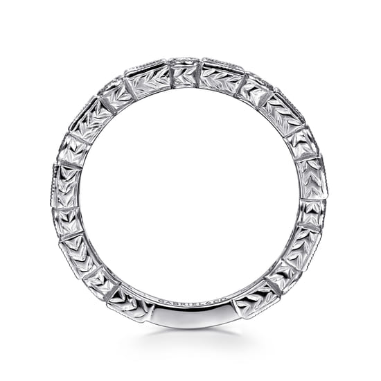 14K White Gold Baguette and Round Diamond Ring angle 2