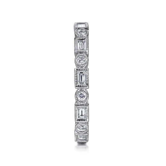 14K White Gold Baguette and Round Diamond Ring angle 4