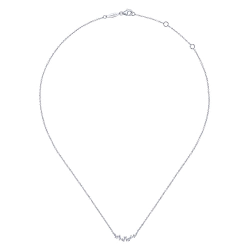 14K White Gold Baguette and Round Diamond Zig Zag Necklace