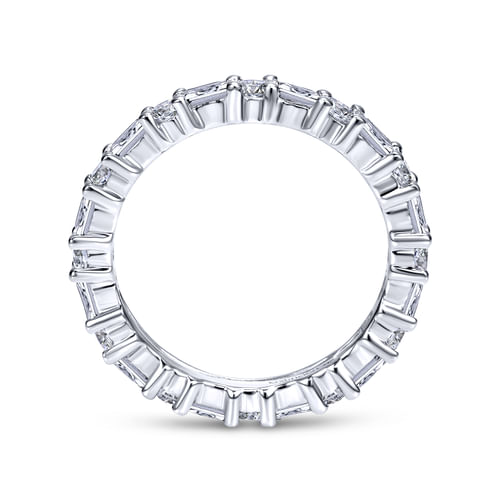 14K White Gold Baguette and Round Prong Set Diamond Eternity Band