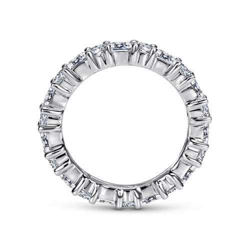 14K White Gold Baguette and Round Prong Set Diamond Eternity Band