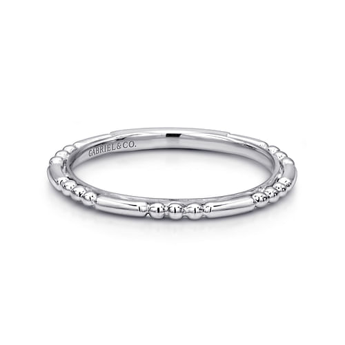 14K White Gold Ball and Bar Station Stackable Ring