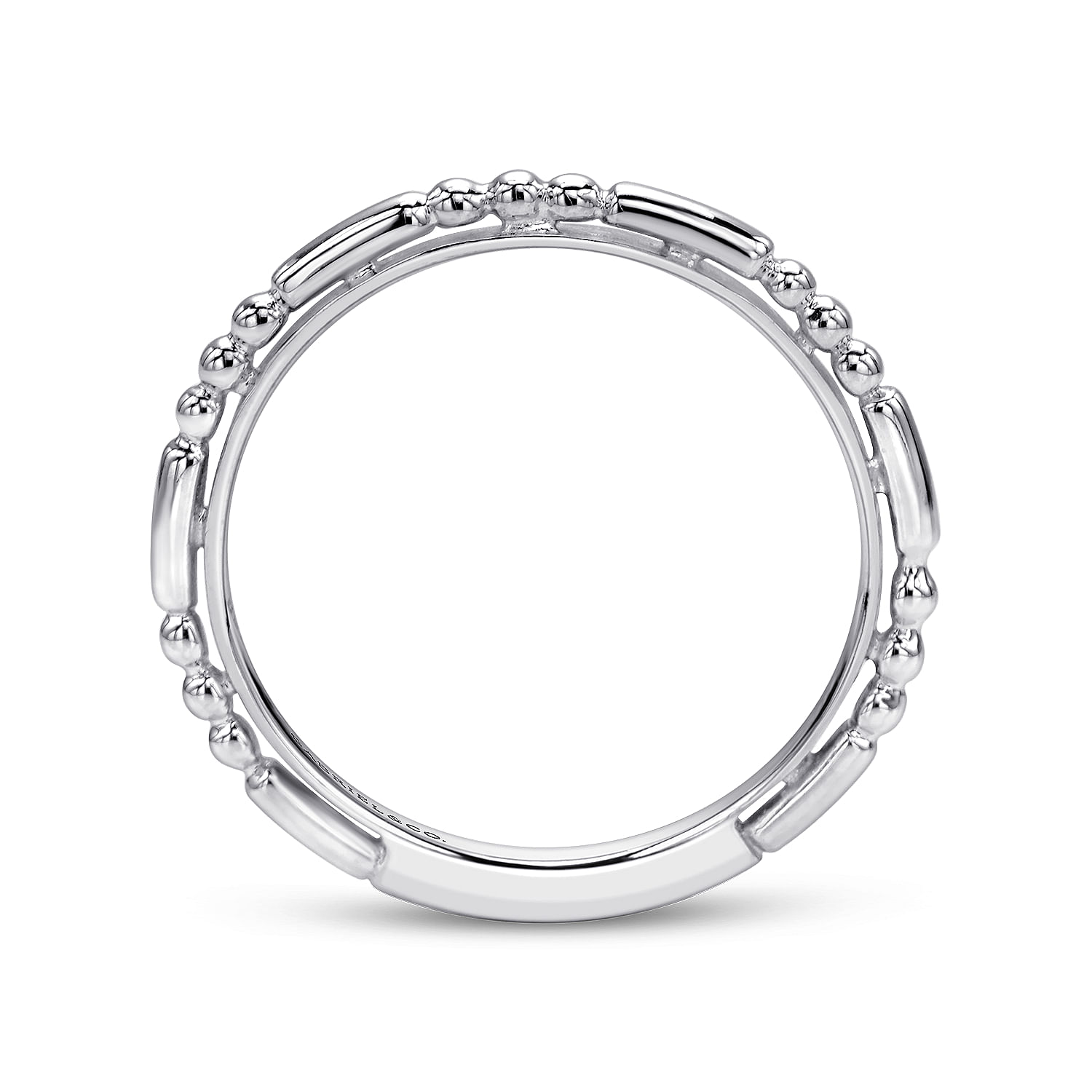 14K White Gold Ball and Bar Station Stackable Ring