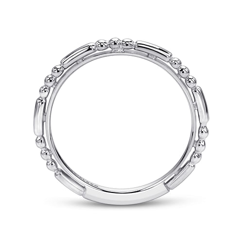 14K White Gold Ball and Bar Station Stackable Ring