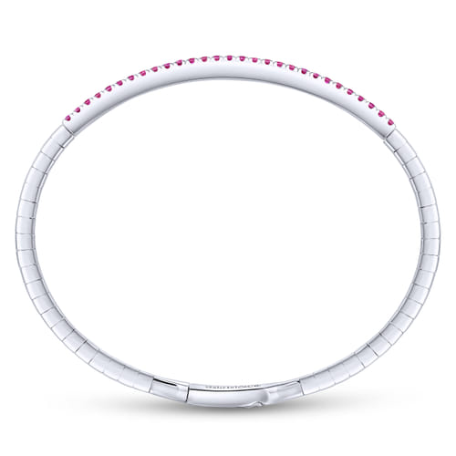 14K White Gold Bangle with Rubies