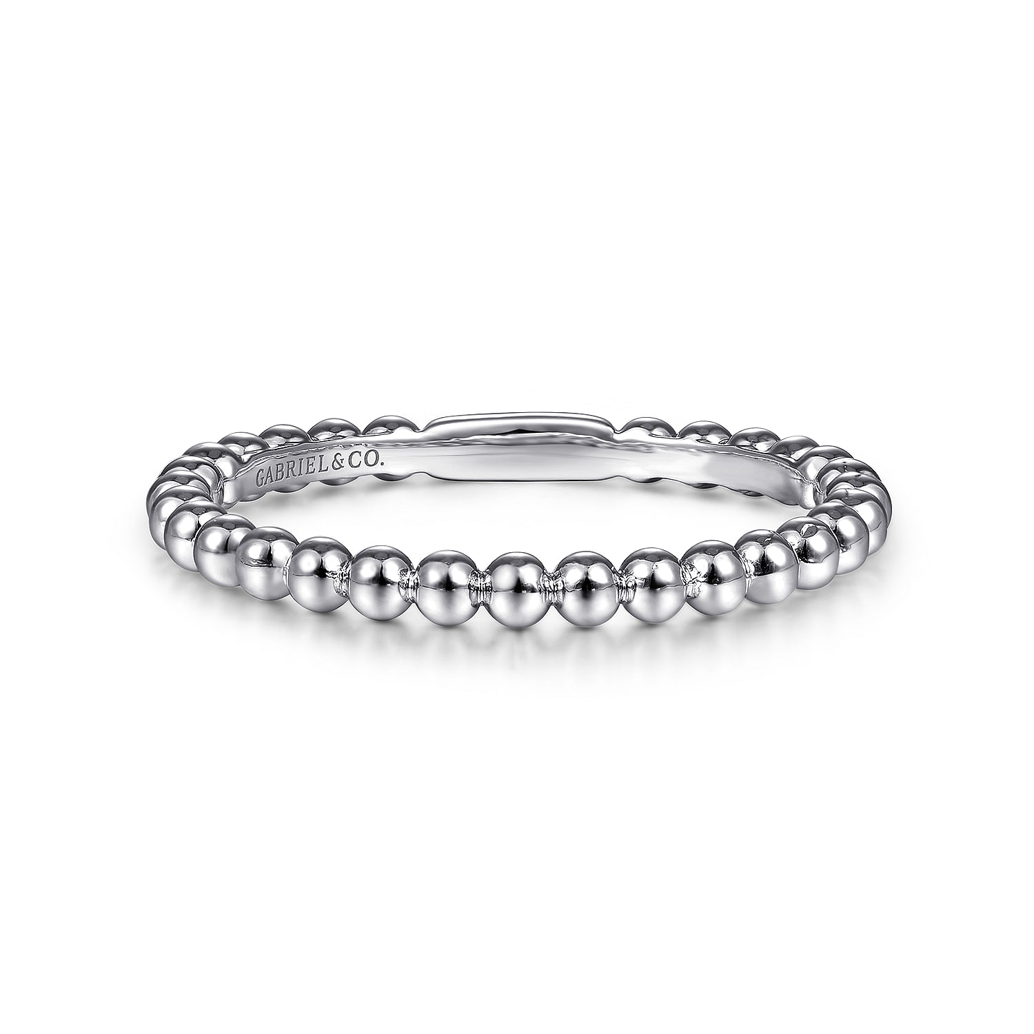 Gabriel - 14K White Gold Beaded Ball Stackable Wedding Band