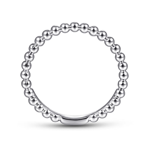 14K White Gold Beaded Ball Stackable Wedding Band